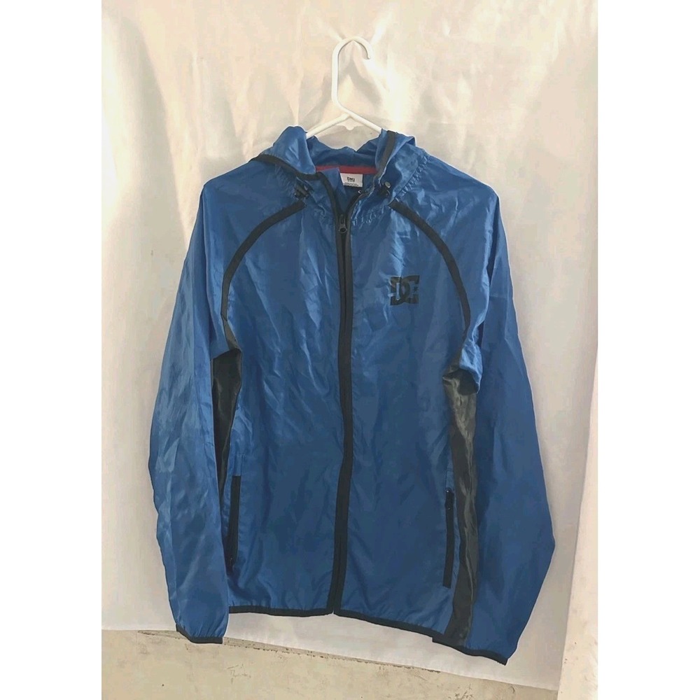DC Y2K Windbreaker Jacket Size Small Blue Long Sleeve Full Zip Up With Pockets